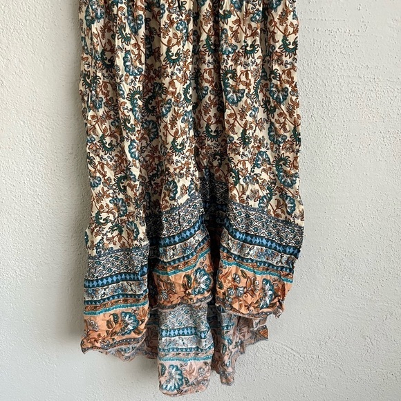 C. Cline Woman Apricot & Blue Floral V- Neck A- Line Dress, Size Small - Picture 5 of 12